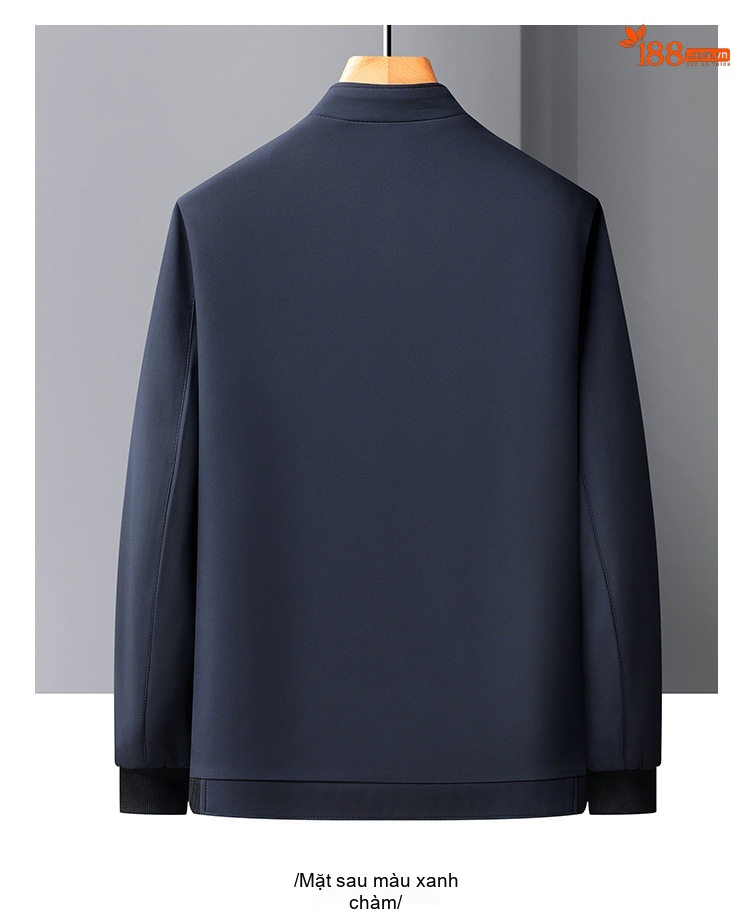 Áo Khoác Bomber Nam Cổ Trụ Mỏng Nhẹ Màu Xám, Xanh Navy, Đen chi tiết 15
