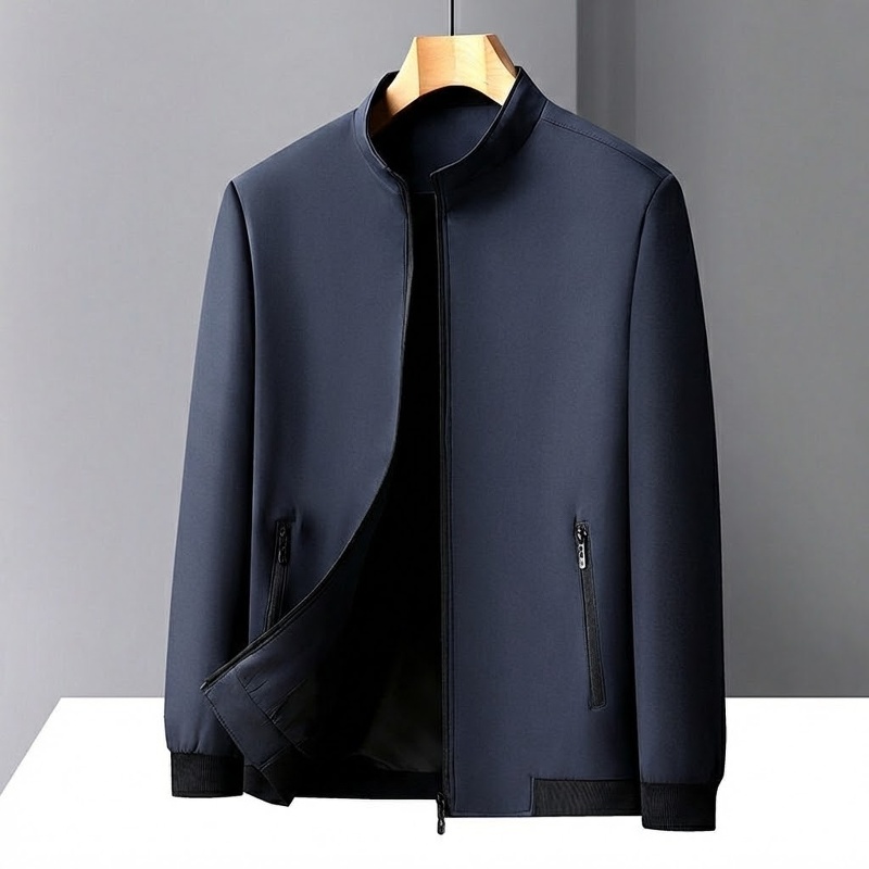 Áo Khoác Bomber Nam Cổ Trụ Mỏng Nhẹ Màu Xám, Xanh Navy, Đen