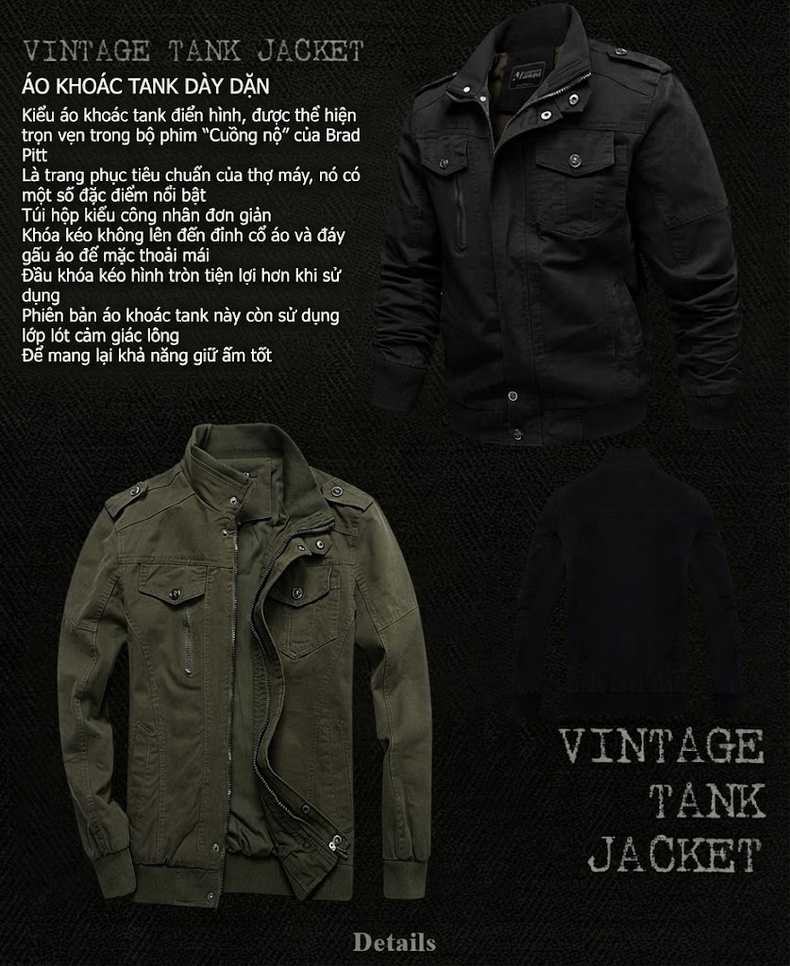 Áo Khoác Bomber Nam Cotton Lót Lông Cổ Đứng Dày Dặn Màu Xanh Rêu, Nâu, Đen chi tiết 7
