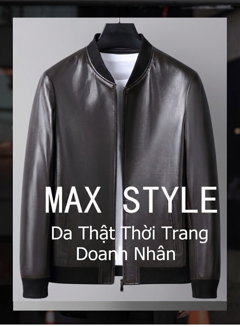 Áo Khoác Bomber Nam Da Cừu Thật Cổ Tròn Màu Đen, Nâu chi tiết 1