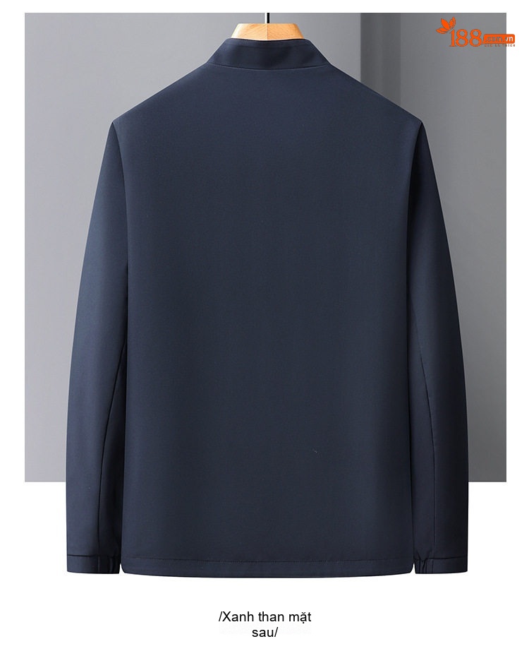 Áo Khoác Bomber Nam Hai Mặt Dáng Đứng Cổ Trụ Màu Xanh Navy, Xám, Đen, Đỏ chi tiết 12