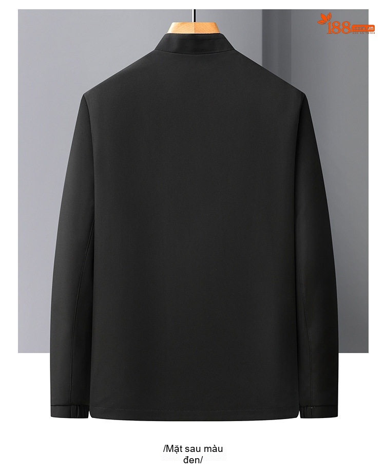 Áo Khoác Bomber Nam Hai Mặt Dáng Đứng Cổ Trụ Màu Xanh Navy, Xám, Đen, Đỏ chi tiết 21