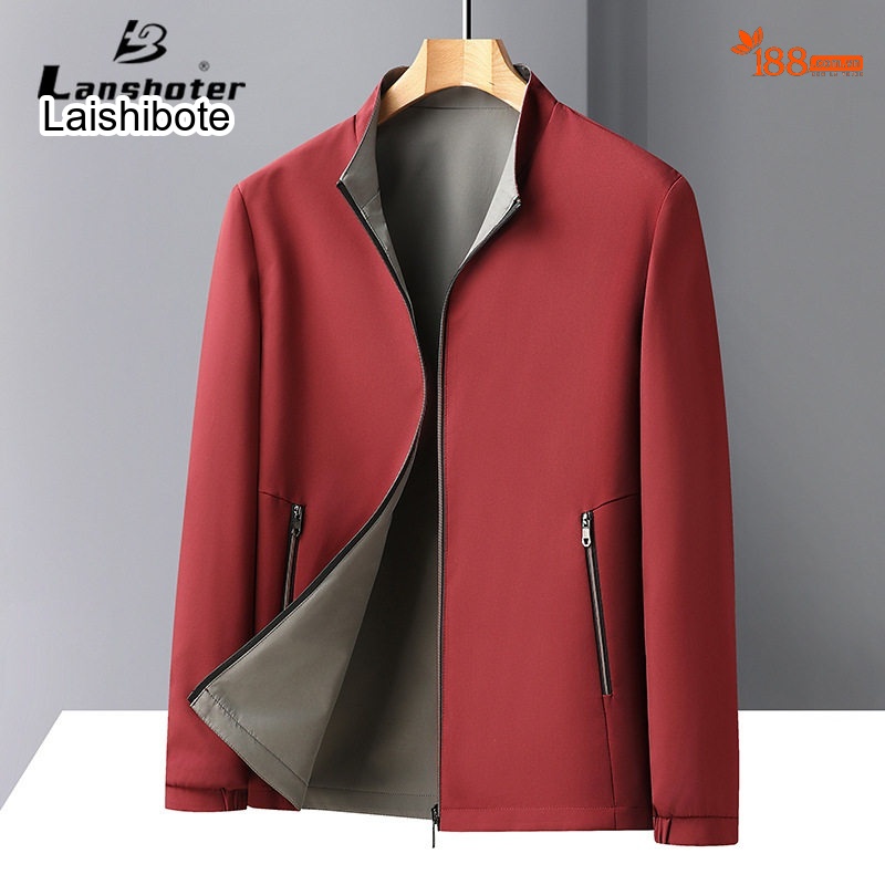 Áo Khoác Bomber Nam Hai Mặt Dáng Đứng Cổ Trụ Màu Xanh Navy, Xám, Đen, Đỏ