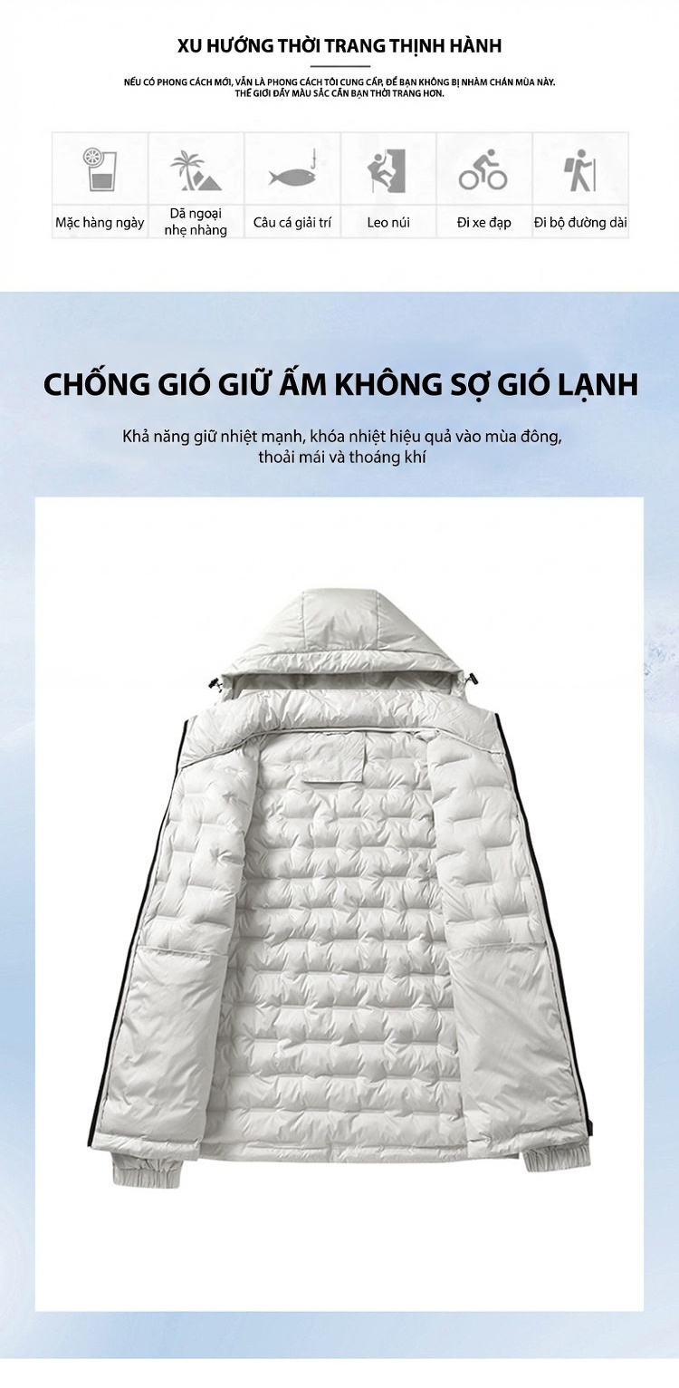 Áo Khoác Bomber Nam Lông Cừu Non Dày Dặn Có Mũ Trùm Đầu Màu Xám, Xanh Lá, Trắng... chi tiết 2