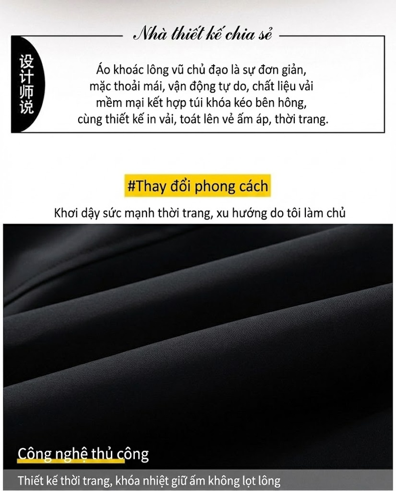 Áo Khoác Bomber Nam Lót Lông Vũ Ấm Áp Chống Gió Màu Xám, Xanh Rêu, Đen, Nâu chi tiết 1