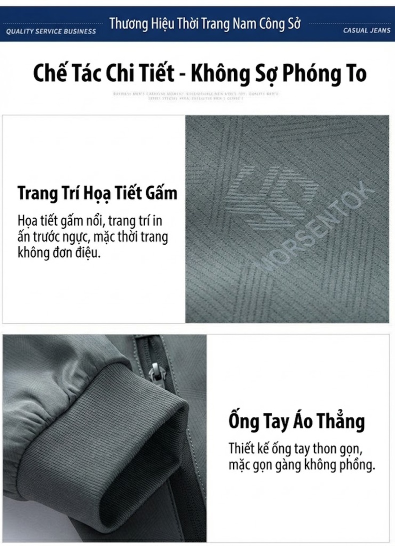 Áo Khoác Bomber Nam Mỏng Nhẹ Phong Cách Công Sở Màu Đen, Xám, Xanh Navy chi tiết 7
