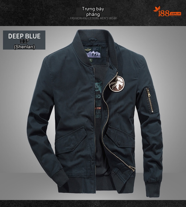 Áo Khoác Bomber Nam Mỏng Nhẹ Phong Cách Hàn Quốc Dáng Rộng Màu Be, Xanh Olive, Xanh Navy chi tiết 6