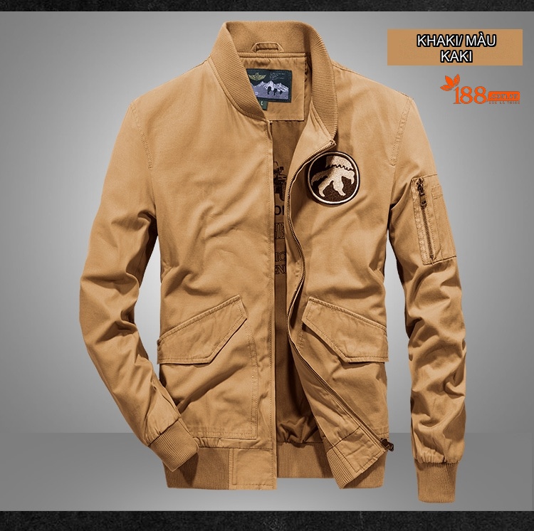 Áo Khoác Bomber Nam Mỏng Nhẹ Phong Cách Hàn Quốc Dáng Rộng Màu Be, Xanh Olive, Xanh Navy chi tiết 9
