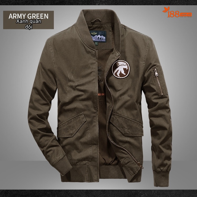 Áo Khoác Bomber Nam Mỏng Nhẹ Phong Cách Hàn Quốc Dáng Rộng Màu Be, Xanh Olive, Xanh Navy chi tiết 10