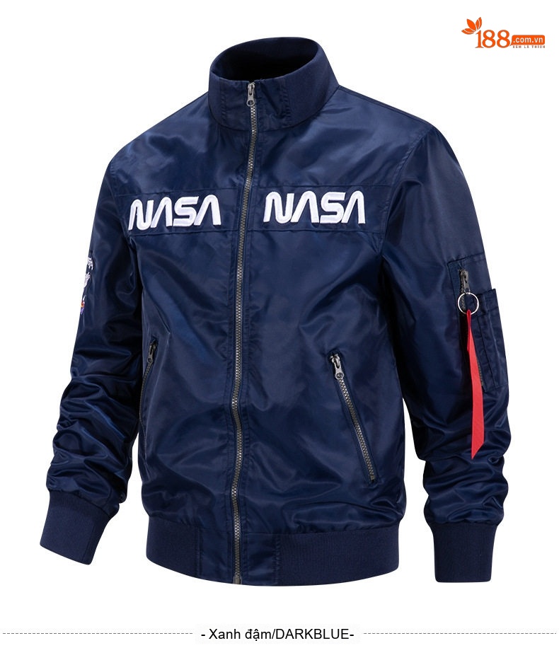 Áo Khoác Bomber Nam NASA Dáng Rộng Phong Cách Âu Mỹ Màu Đen, Xám, Xanh Lá, Xanh Navy... chi tiết 11