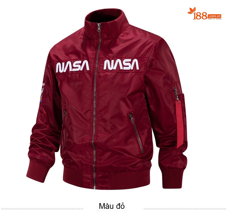 Áo Khoác Bomber Nam NASA Dáng Rộng Phong Cách Âu Mỹ Màu Đen, Xám, Xanh Lá, Xanh Navy... chi tiết 14