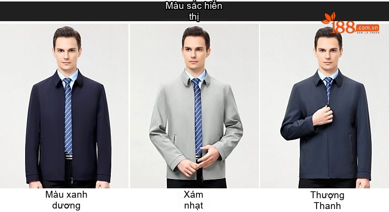 Áo Khoác Bomber Nam Thương Mại Dệt Kim Cổ Bẻ Màu Xanh Navy, Xám chi tiết 6