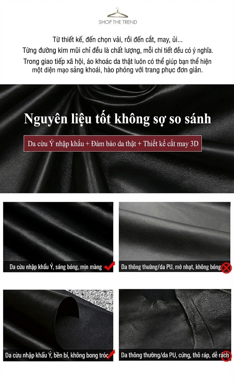 Áo Khoác Da Nữ Dáng Rộng Phong Cách Retro Chất Da Cừu Thật chi tiết 21