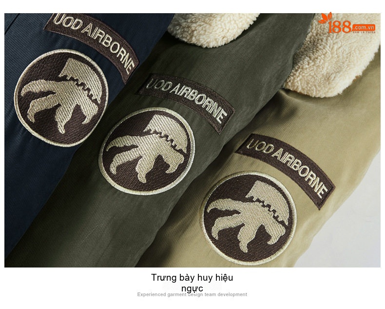Áo Khoác Bông Nam Lông Cừu Non Dày Dặn Có Cổ Lông Màu Be, Xanh Rêu, Xanh Navy chi tiết 17