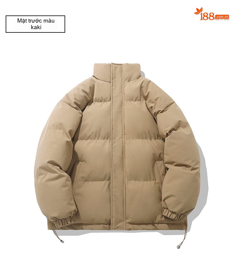 Áo Khoác Bông Nam Nữ Cotton Dáng Rộng Cổ Trụ Mùa Đông Màu Tím, Đỏ, Xanh Lá, Hồng... chi tiết 17