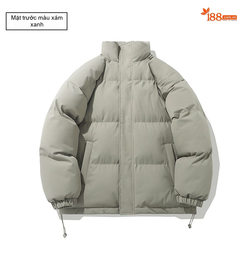 Áo Khoác Bông Nam Nữ Cotton Dáng Rộng Cổ Trụ Mùa Đông Màu Tím, Đỏ, Xanh Lá, Hồng... chi tiết 19