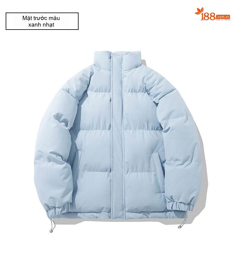Áo Khoác Bông Nam Nữ Cotton Dáng Rộng Cổ Trụ Mùa Đông Màu Tím, Đỏ, Xanh Lá, Hồng... chi tiết 21