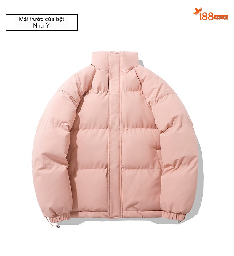 Áo Khoác Bông Nam Nữ Cotton Dáng Rộng Cổ Trụ Mùa Đông Màu Tím, Đỏ, Xanh Lá, Hồng... chi tiết 23
