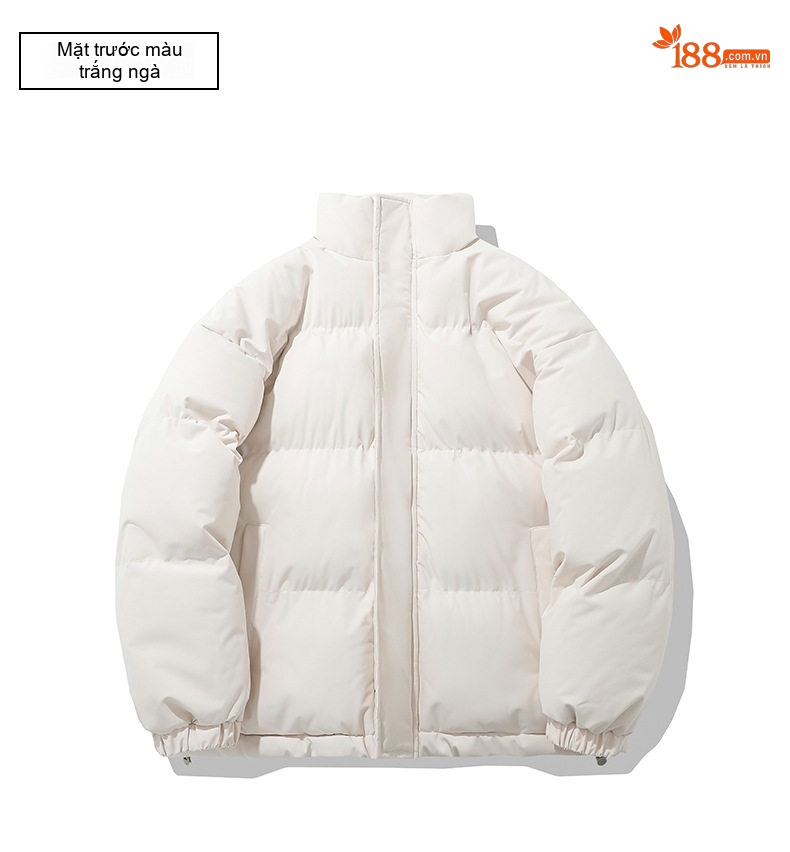 Áo Khoác Bông Nam Nữ Cotton Dáng Rộng Cổ Trụ Mùa Đông Màu Tím, Đỏ, Xanh Lá, Hồng... chi tiết 25