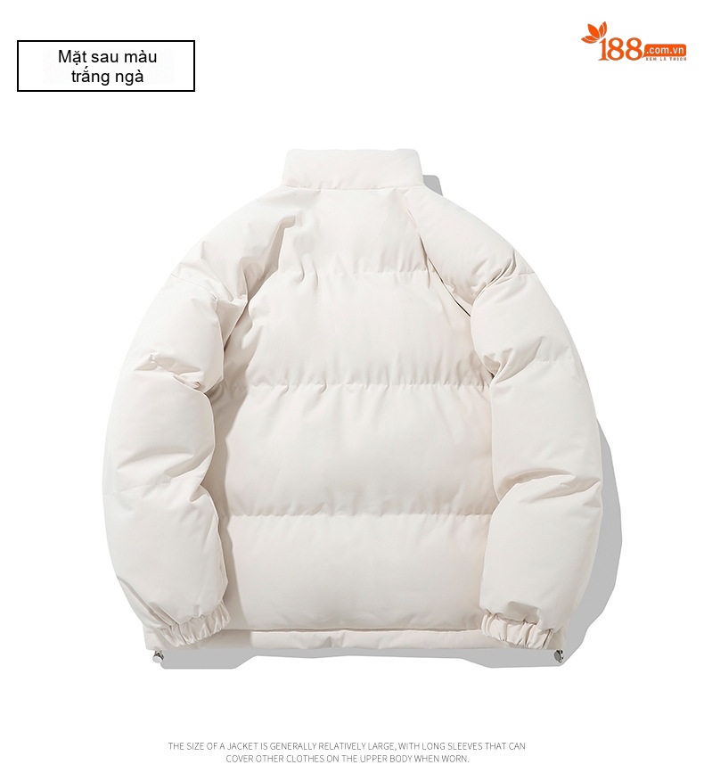 Áo Khoác Bông Nam Nữ Cotton Dáng Rộng Cổ Trụ Mùa Đông Màu Tím, Đỏ, Xanh Lá, Hồng... chi tiết 26
