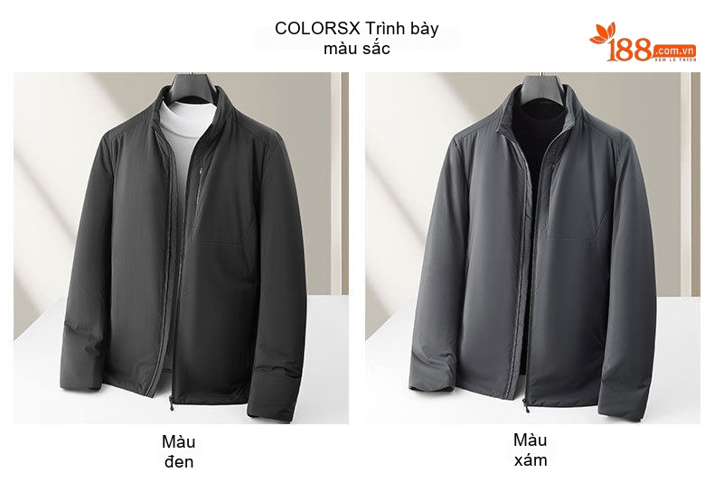 Áo Khoác Bông Nam PI Cotton Dáng Đứng Cổ Thanh Niên Cao Cấp Phong Cách Doanh Nhân Nhẹ Nhàng Giữ Ấm Mùa Đông Màu Đen chi tiết 3