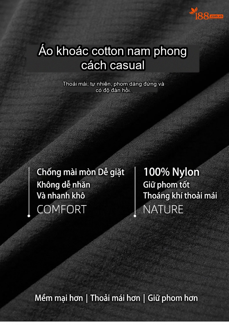 Áo Khoác Bông Nam PI Cotton Dáng Đứng Cổ Thanh Niên Cao Cấp Phong Cách Doanh Nhân Nhẹ Nhàng Giữ Ấm Mùa Đông Màu Đen chi tiết 1