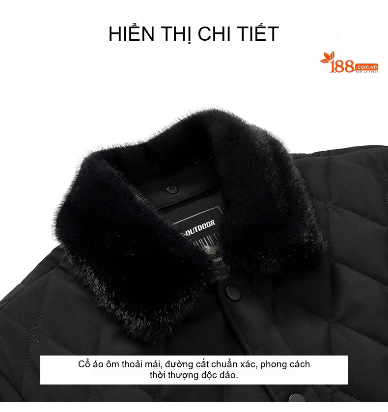 Áo Khoác Bông Nam Trung Niên Dáng Dài Vừa Cổ Lông Ấm Áp Phong Cách Doanh Nhân Màu Xám, Xanh Đen, Đen chi tiết 15