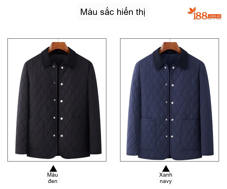 Áo Khoác Bông Nam Trung Niên Dáng Dài Vừa Tơ Tằm Giữ Ấm Cổ Bẻ Màu Xanh Navy, Đen chi tiết 8