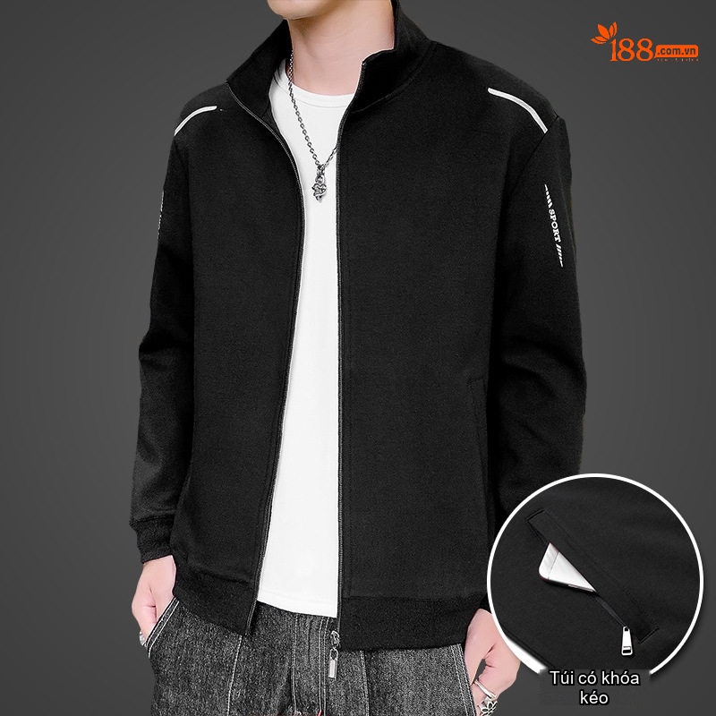 Áo Khoác Cardigan Nam Dáng Bomber Khóa Kéo Phong Cách Thể Thao Màu Xám, Xanh Navy, Đen, Đỏ