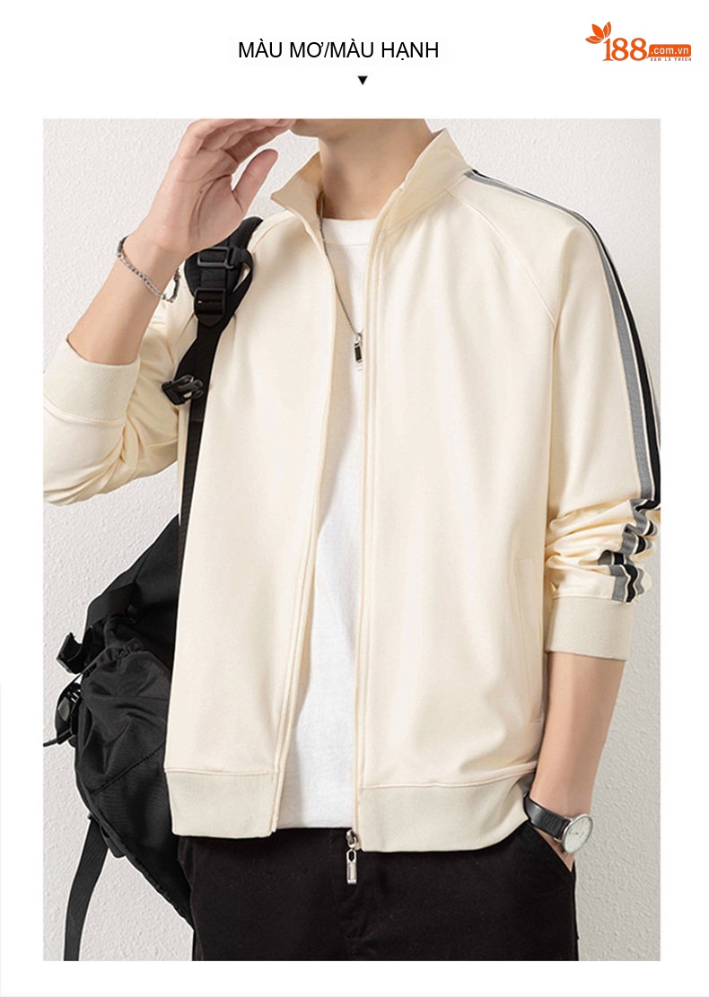 Áo Khoác Cardigan Nam Dáng Rộng Cổ Trụ Phong Cách Thể Thao Màu Xám, Đen, Xanh Lá, Xanh Dương... chi tiết 13