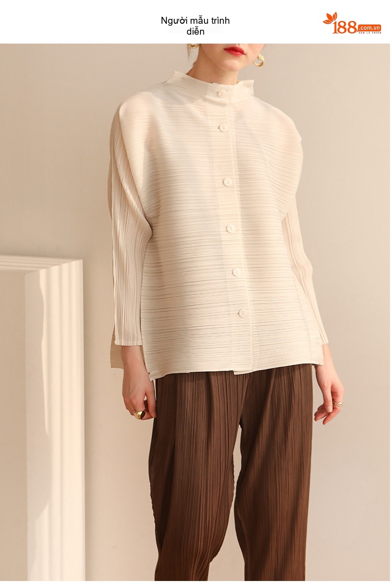 Áo Khoác Cardigan Nữ Dáng Dài Pleatsplease Phong Cách Thanh Lịch Màu Hồng, Trắng, Nâu, Đen... chi tiết 6