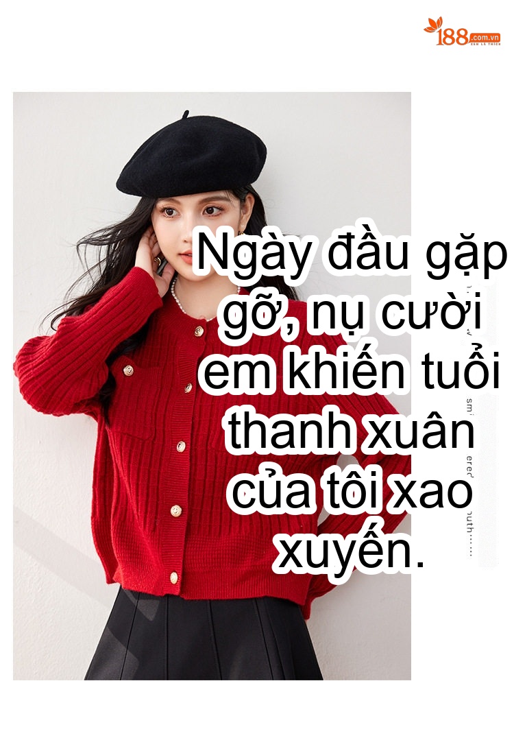 Áo Khoác Cardigan Nữ Dệt Kim Ôm Dáng Màu Đỏ chi tiết 7
