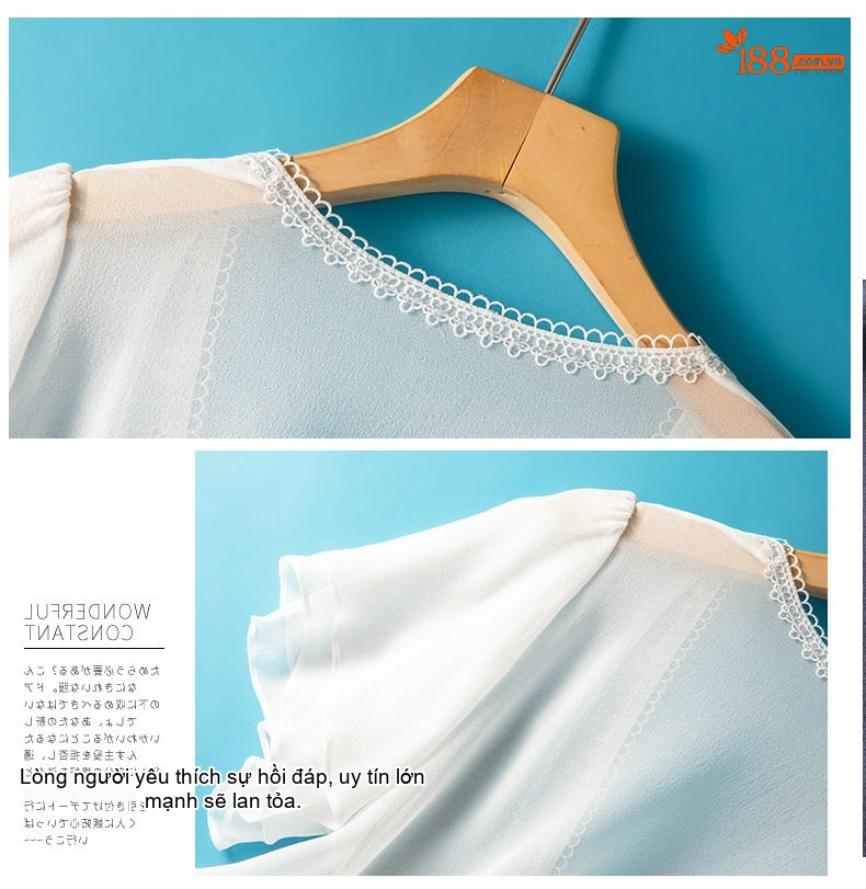 Áo Khoác Cardigan Nữ Mỏng Mặc Ngoài Chống Nắng Lụa Tằm Váy Ngắn Ren Đi Biển Màu Trắng chi tiết 10