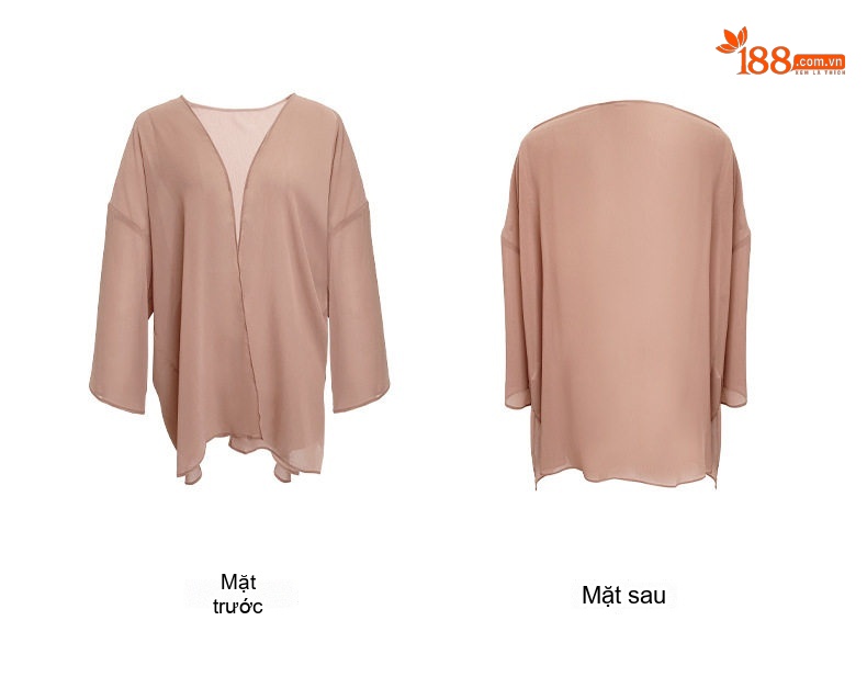 Áo Khoác Cardigan Nữ Mỏng Nhẹ Chống Nắng Kiểu Âu Mỹ Chất Liệu Tuyết Vải Voan Màu Đen, Hồng, Nâu chi tiết 7