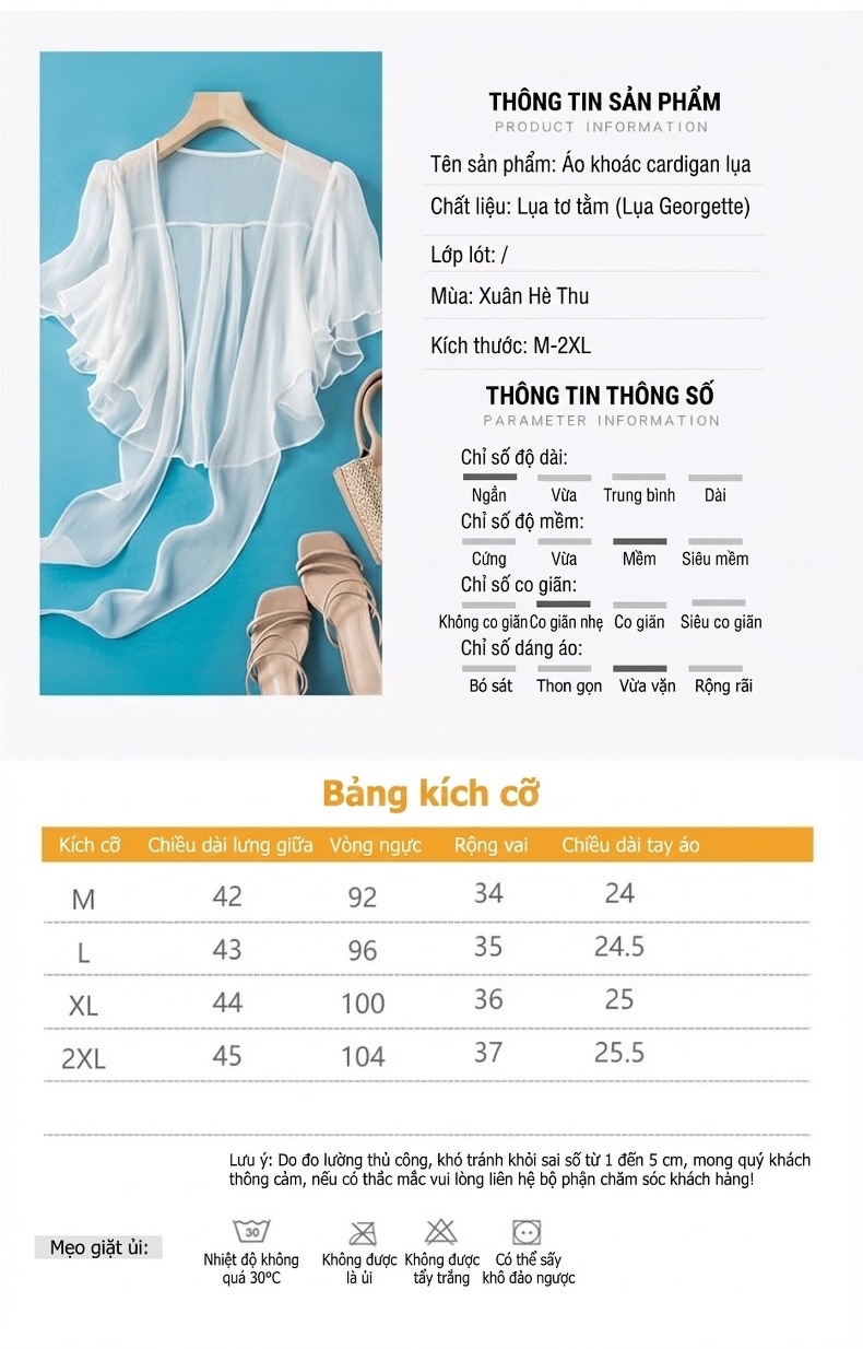 Áo Khoác Cardigan Nữ Mỏng Tay Lỡ Bảy Tấc Lụa Tơ Tằm Che Nắng Màu Trắng, Đen chi tiết 5