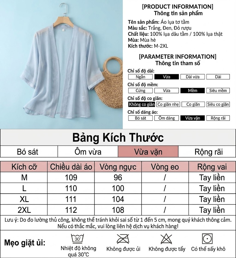 Áo Khoác Cardigan Nữ Mỏng Tay Lỡ Chống Nắng Chất Liệu Tơ Tằm Màu Trắng, Đen, Đỏ chi tiết 5