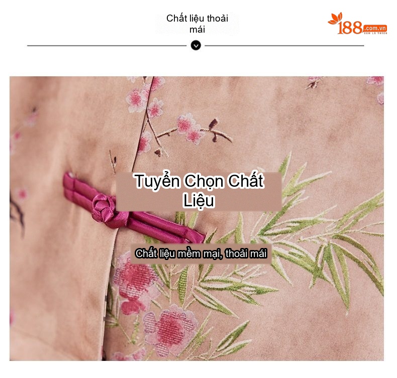 Áo Khoác Cardigan Nữ Thêu Hoa Cổ Điển Khuy Tàu Phong Cách Trung Hoa Nhẹ Nhàng Màu Hồng chi tiết 8