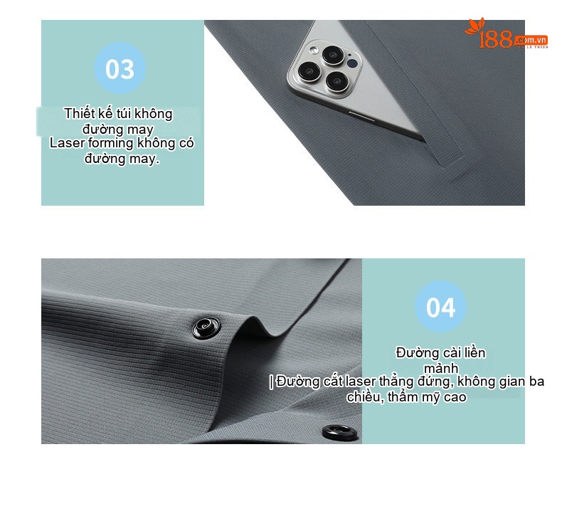 Áo Khoác Chống Nắng Nam Không Đường May Co Giãn Cổ Bẻ Siêu Mỏng Màu Xám chi tiết 7