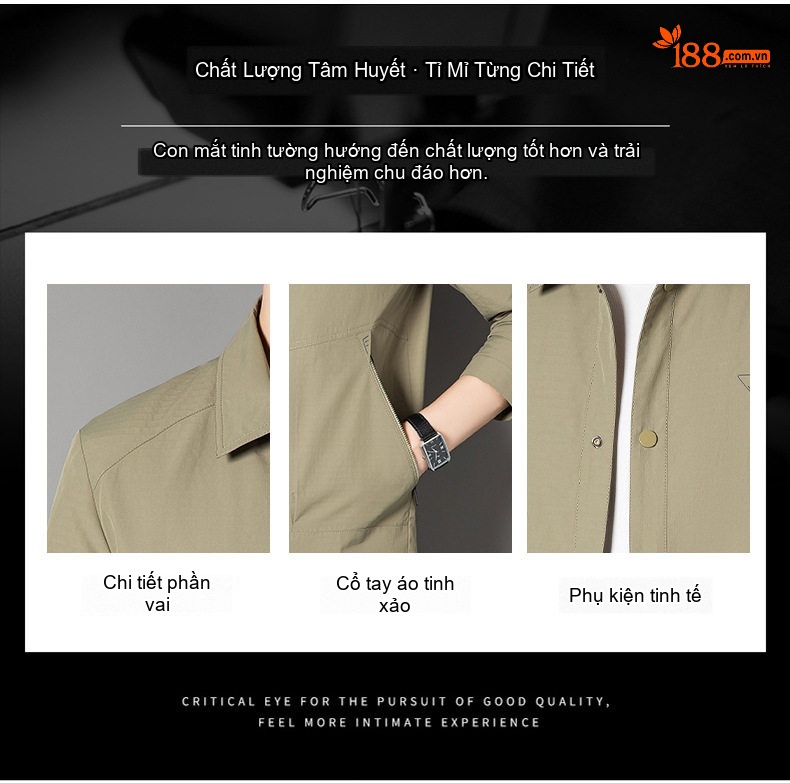 Áo Khoác Công Sở Nam Cổ Bẻ Tay Lỡ Mỏng Nhẹ Màu Be, Xanh Navy chi tiết 6