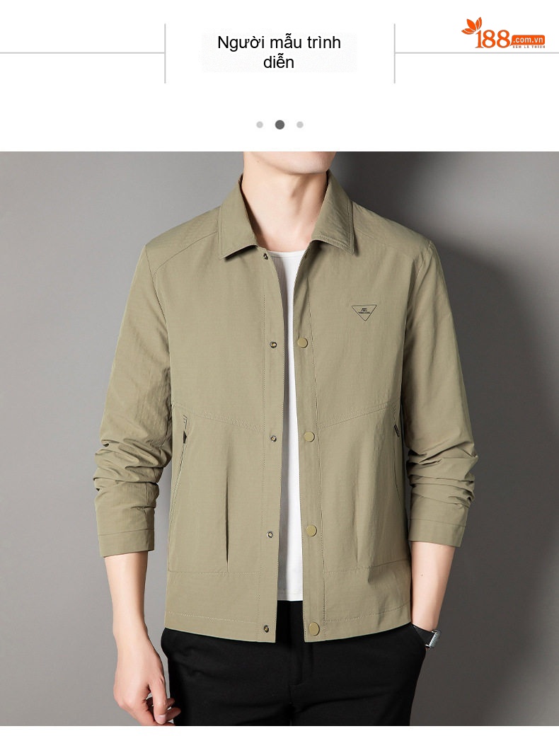 Áo Khoác Công Sở Nam Cổ Bẻ Tay Lỡ Mỏng Nhẹ Màu Be, Xanh Navy chi tiết 10