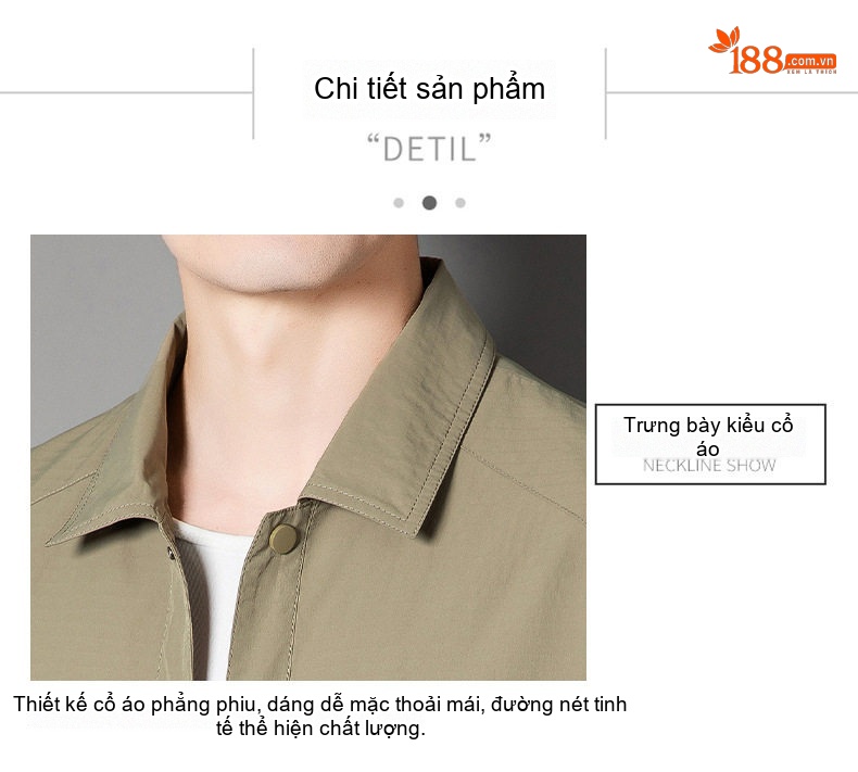 Áo Khoác Công Sở Nam Cổ Bẻ Tay Lỡ Mỏng Nhẹ Màu Be, Xanh Navy chi tiết 19