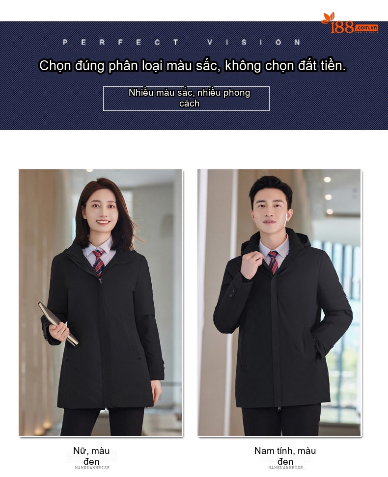 Áo Khoác Cotton Dáng Dài Unisex Có Mũ Trùm Đầu Dày Dặn Phong Cách Công Sở Màu Đen chi tiết 6