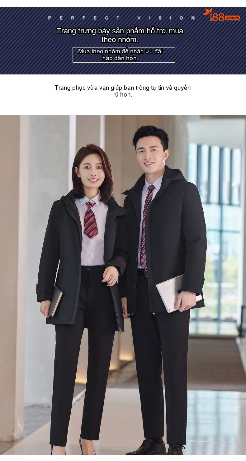 Áo Khoác Cotton Dáng Dài Unisex Có Mũ Trùm Đầu Dày Dặn Phong Cách Công Sở Màu Đen chi tiết 9