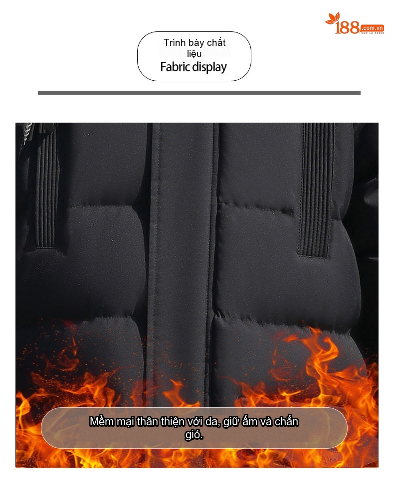 Áo Khoác Cotton Nam Dáng Dài Cỡ Lớn Có Mũ Lông Rời Dày Dặn Màu Đen, Xanh Rêu, Xanh Navy chi tiết 4