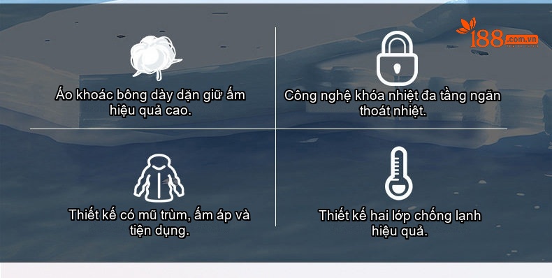 Áo Khoác Cotton Nam Dáng Dài Cỡ Lớn Có Mũ Trùm Đầu Lông To Dày Dặn Màu Đen, Xanh Navy, Xanh Rêu chi tiết 2