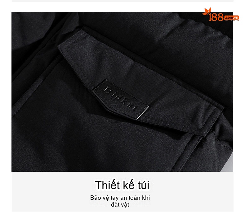 Áo Khoác Cotton Nam Dáng Dài Cỡ Lớn Có Mũ Trùm Đầu Lông To Dày Dặn Màu Đen, Xanh Navy, Xanh Rêu chi tiết 6