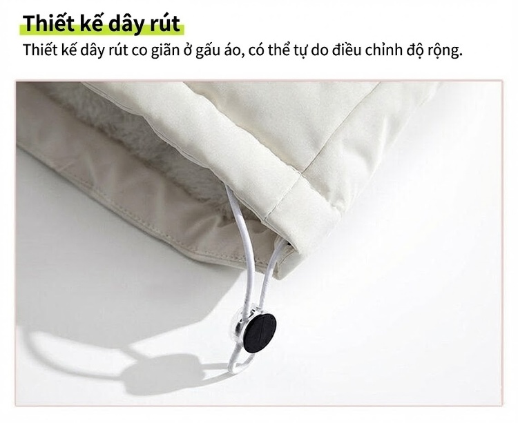Áo Khoác Cotton Nam Hai Lớp Mũ Trùm Đầu Lông Cừu Non Dáng Rộng Màu Hồng, Xanh, Trắng, Đen chi tiết 4