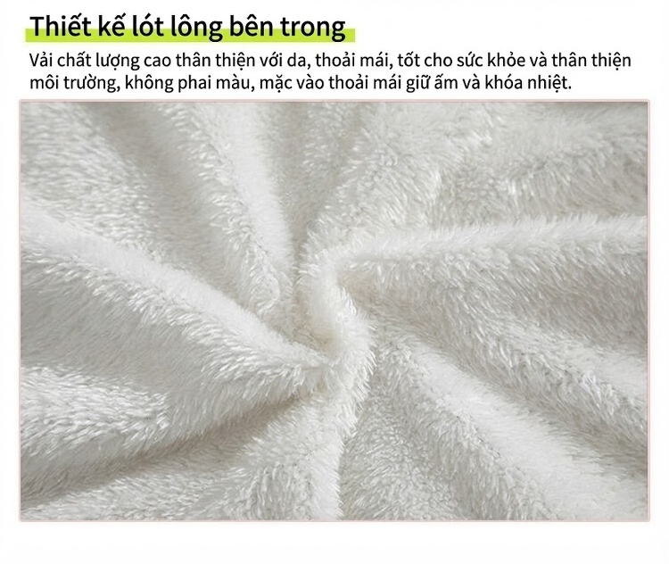 Áo Khoác Cotton Nam Hai Lớp Mũ Trùm Đầu Lông Cừu Non Dáng Rộng Màu Hồng, Xanh, Trắng, Đen chi tiết 5