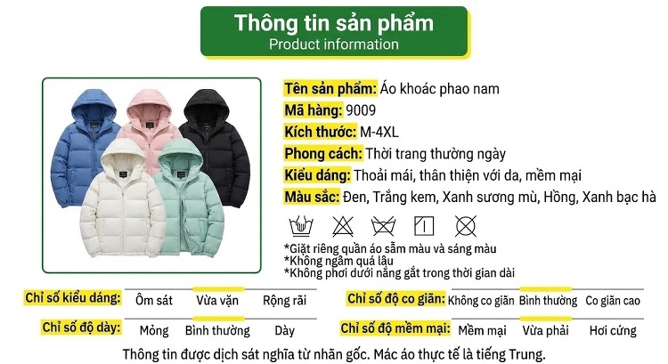 Áo Khoác Cotton Nam Hai Lớp Mũ Trùm Đầu Lông Cừu Non Dáng Rộng Màu Hồng, Xanh, Trắng, Đen chi tiết 6