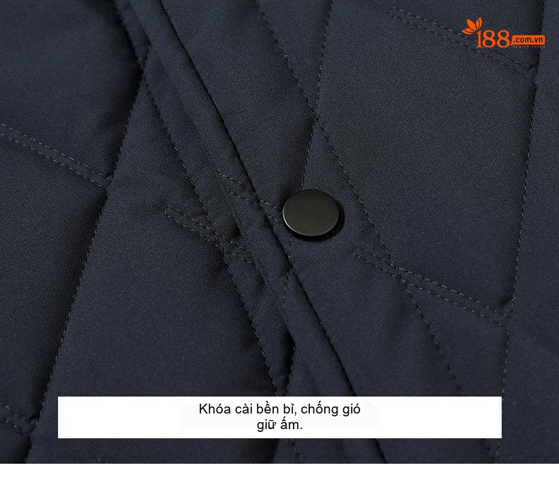 Áo Khoác Cotton Nam Trung Niên Cổ Lông Tơ Tằm Tháo Rời Màu Đen, Xanh Navy, Be chi tiết 18